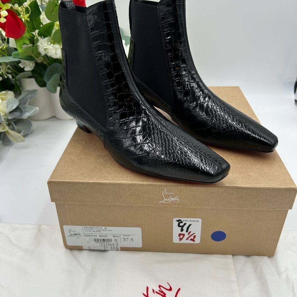 Women's Christian Louboutin PROMIDAVOL 35 croc effect Leather Chelsea boots 37.5
